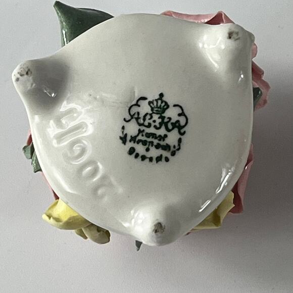 x8 1940s Kronach Bavarian Porcelain Dusty Pink Rose Flower Figurine 1.5" Bisque - Picture 9 of 15